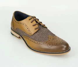 Cavani Horatio Tan Tweed Brogue shoes
