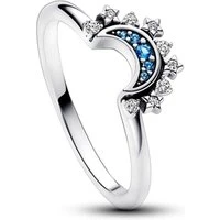 Celestial Blue Sparkling Moon Ring - 48  Ring