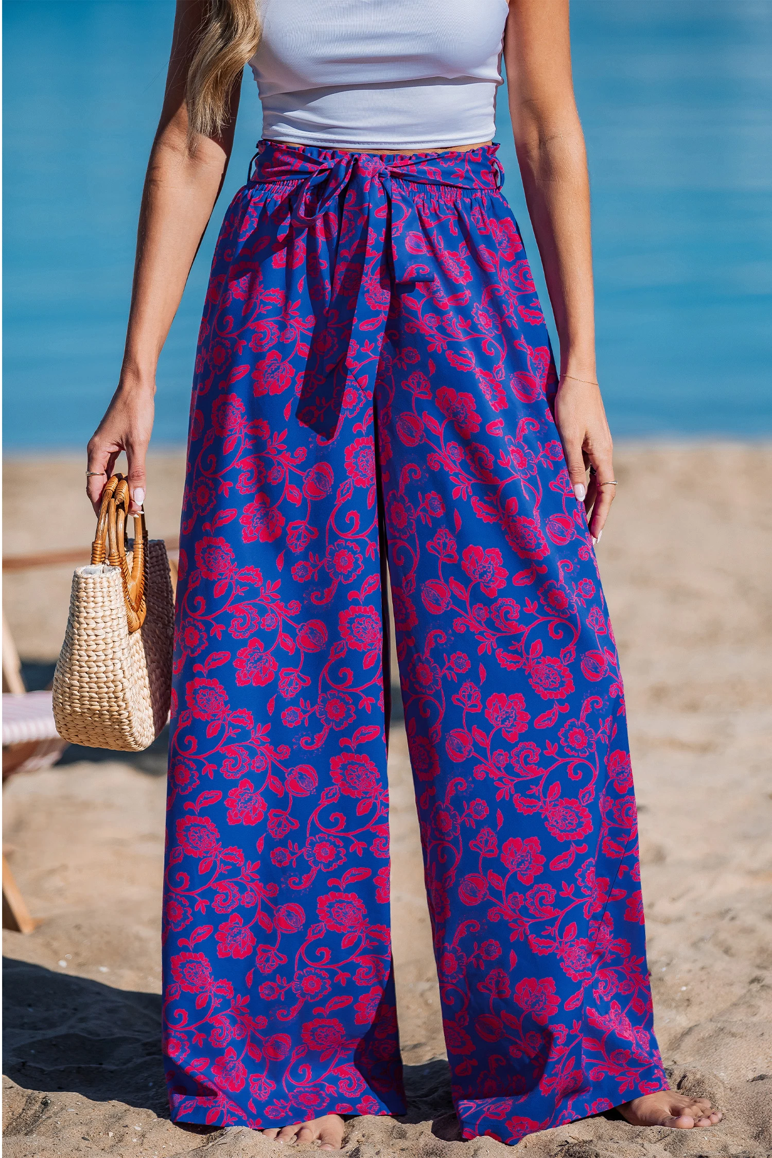 Celestial Waves Floral Cover-Up Pants - Purple