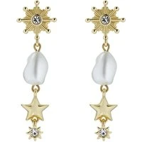 Celtris Gold Celestrial Pearl Drop Earrings - Gold