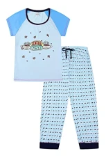Central Perk Long Cotton Pyjamas for Women Cafe TV Show Ladies PJ Set (10-12) Blue Central Perk Long Cotton Pyjamas for Women Cafe TV Show Ladies PJ Set (10-12) Blue