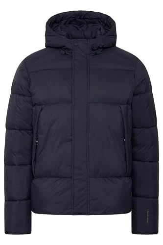 CFAustin Men's Winter Jacket with Hood Poppers Zip Regular Fit, Dark Navy (194013), XXL