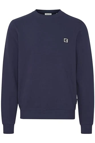 CFSebastian 0130 with Logo Label Men's Sweatshirt Pullover Crew Neck 100% Cotton Regular Fit, Dark Navy (194013), L