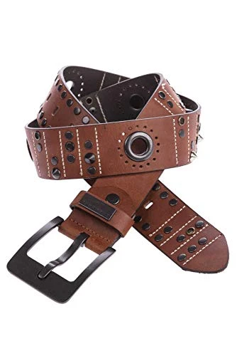 CG162 Leather Belt in Black, White or Tobacco Brown - Brown - 28/29W