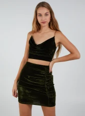 Chain Detail Crop Top Khaki