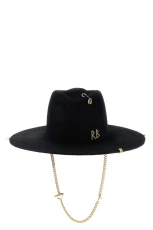 Chain Strap Fedora hat Black Size