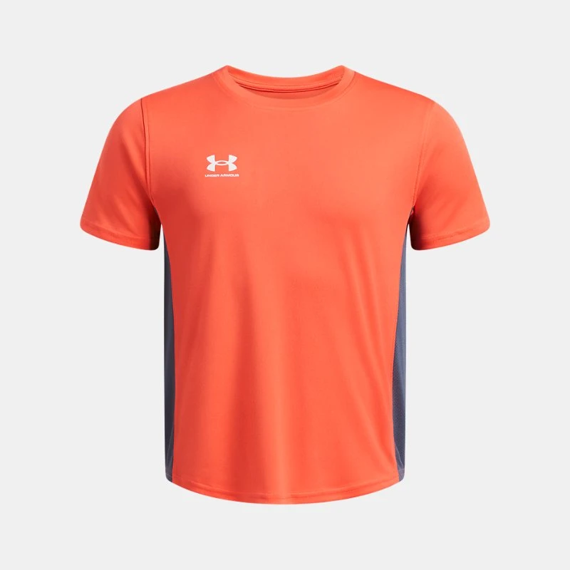Challenger Boys Training Short Sleeve Fire / Downpour Gray / White YLG (59 in) - Orange