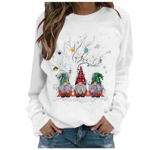 Character Christmas Costumes Women Plain Hoodie Mum Birthday Gifts Active Workout Women's Long Sleeve Sweatshirt Printed Top Casual Pullover Christmas Amazon Sale Clearance