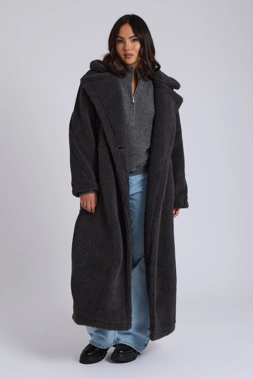 Charcoal Borg Longline Jacket /