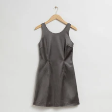 Charcoal Fitted Scoop Mini Dress - Grey