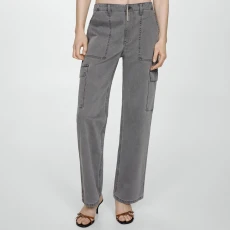 Charcoal Pocket Cargo Jeans - Grey