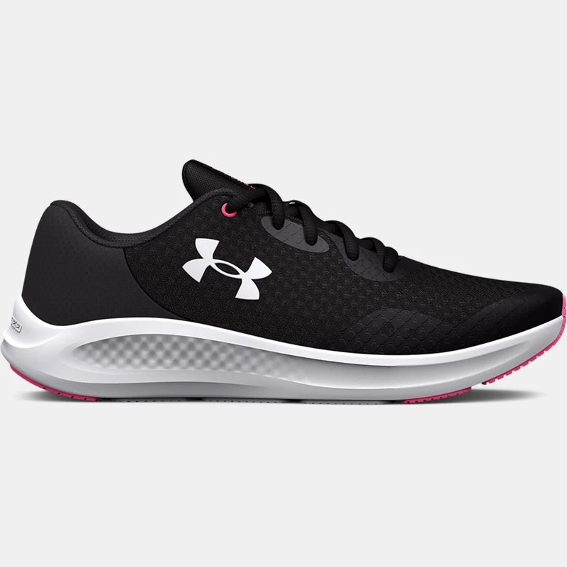 Charged Pursuit Girls Running Shoes Black / Jet Gray / White