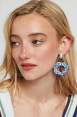 Charity Gold Pear Shape Hoop Earring - Blue
