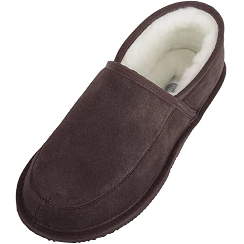 Charlie, Lambswool Slippers with Lightweight Sole, Brown, 8 UK / 42 EU