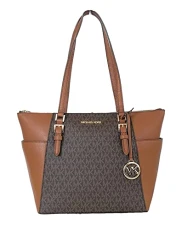 Charlotte Signature Large Top Zip Tote - Brown