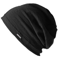 CHARM Casualbox | Mens Womens Beanie Hat Summer Cotton Thin Light Slouchy Unisex Sweat Black(Size: O