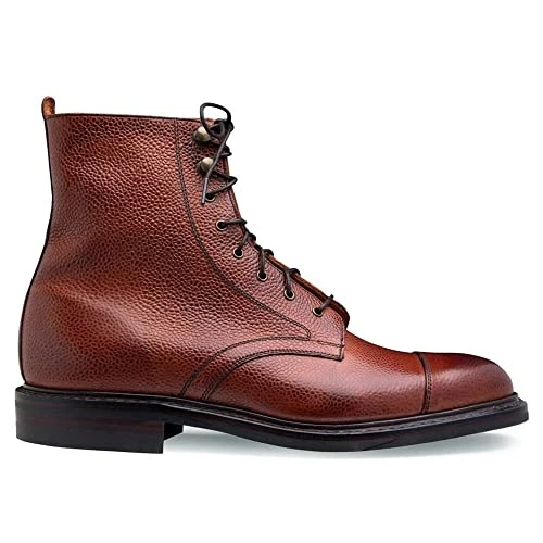 Cheaney Men's Handcrafted Elliott II R Capped Derby Boot in Mahogany Grain Leather 10.5 Medium