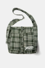Check Crossbody Bag With Buckle - Green