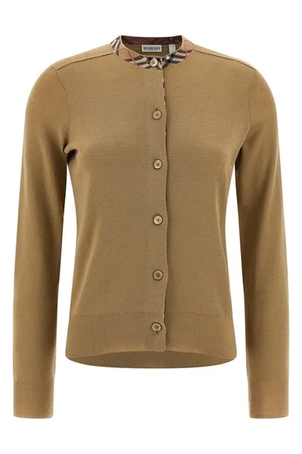 Check insert cardigan - Beige