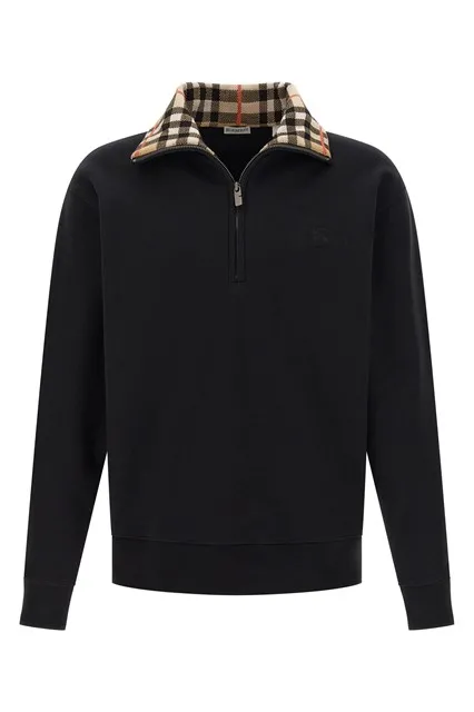 Check neck sweatshirt - Black