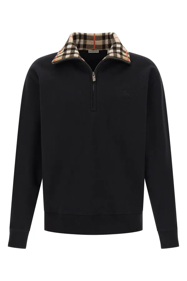 Check Neck Sweatshirt