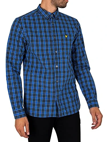 Check Poplin Shirt Dark Navy/Bright Blue M