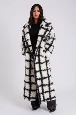 Checked Borg Longline Jacket /
