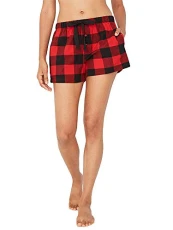 Checked Lounge Pants Women Long/Short Leg Ladies Pyjama Bottoms Casual Summer Shorts Trouses S Red Shorts