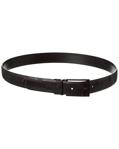 Chekinn House Check Leather Belt, 34, Black