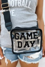 Chenille GAME DAY Pattern Clear Bag - Black / ONE SIZE