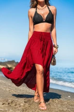 Cherry Wine Red Maxi Skirt