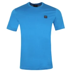 Chest Badge Plain T hirt Blue