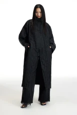 Chet Lo Oversize Organza Trench Coat - Black