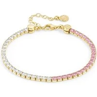 Chic Gold Pink + White Crystal Joyful Bracelet - 16cm