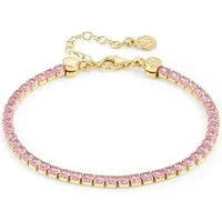 Chic Pink + Gold Crystal Joyful Bracelet - 16cm