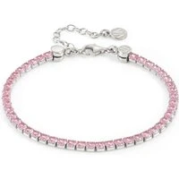 Chic Pink + Silver Crystal Joyful Bracelet - 16cm