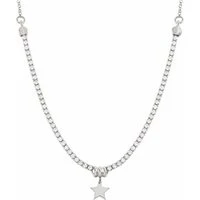 Chic Silver Crystal Star Necklace - 42cm