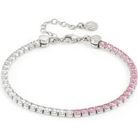 Chic Silver Pink + White Crystal Joyful Bracelet - 16cm