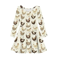 Chicken Dress Girls 11-12 Years Fashion Crewneck Long Sleeve Dress A-Line Skater Midi Dress School Daily Wear Novelty Swing Dress Farmhouse Fall Clothes Chicken Dress Girls 11-12 Years Fashion Crewneck Long Sleeve Dress A-Line Skater Midi Dress School Daily Wear Novelty Swing Dress Farmhouse Fall Clothes