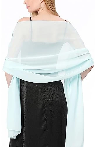 Chiffon Shawl Bridesmaid Wedding Wrap Scarf Soft Chiffon Shawls and Wraps for Women for Evening Dresses Women Elegant Chiffon Scarves Long Evening Wedding Scarves Blue One Size