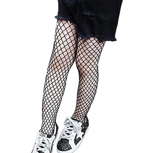 Children Kid Little Girls Fishnet Tights Leggings High Tight Fashion Fishnet Stockings (Black/Medium Nets, OneSize)