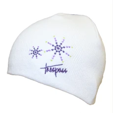 Childrens Girls Sparkle Knitted Beanie Hat White