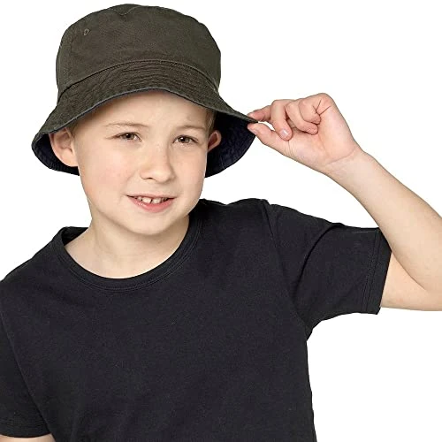 Childrens/Kids T-Kids Reversible Bucket Hat (3-6 years) (Khaki/Navy)