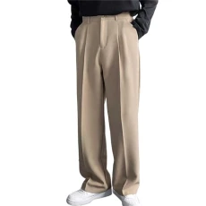 Chino Trousers Men's Loose Fit Suit Trousers Business Casual Trousers Elegant Wide Leg Trousers Comfortable Casual Trousers Straight Solid Colour Sports Trousers Breathable Running Trousers Men's Suit