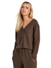 Chocolate Brown Long Sleeve Cropped Cardigan Petite Chocolate Brown Long Sleeve Cropped Cardigan Petite