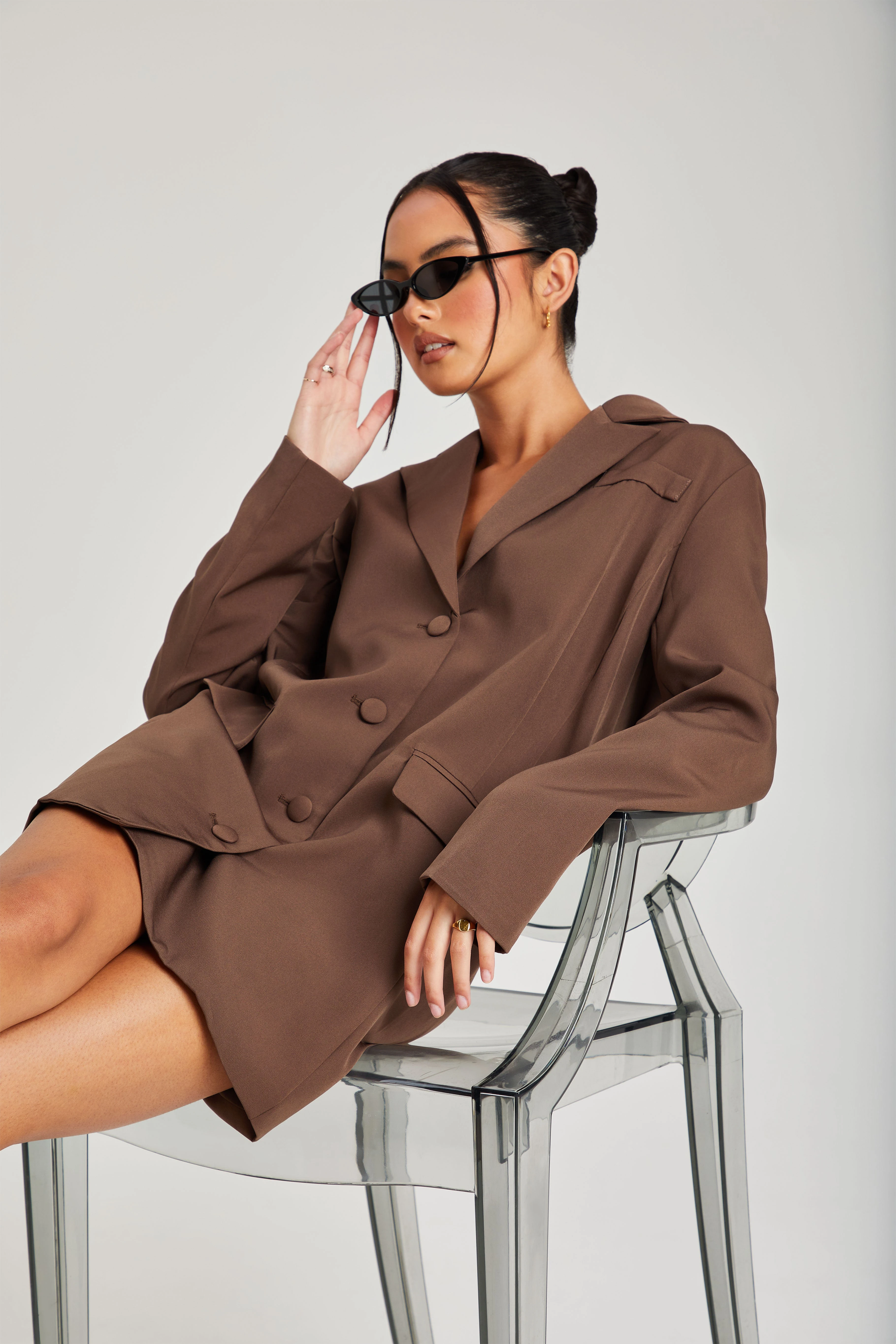 Chocolate Oversized Blazer Dress Lime /