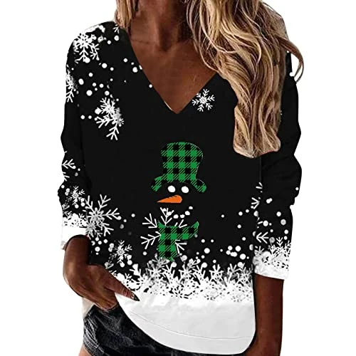 Christm Gifts, Birthday Gifts for Her Hoodies for Womens, Long Sleeve Christmas Print Full Zip Hooded Floral Print Casual Loose Comfortable Blanket Hoodie Ladies Jacket with Pockets Cheap
