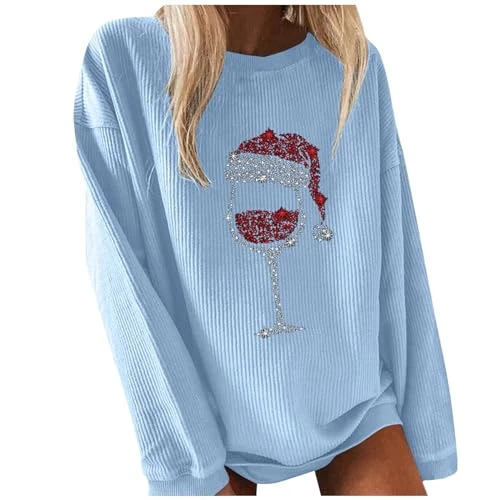 Christmas Costumes Women Bat Navy Blue Hoodie Engagement Gifts Activewear Personalized Design Women's Christmas Print Long Sleeved Crew Neck Hoodie Promotion Clearance