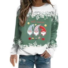 Christmas Costumes Women Black Angel Zip Up Hoodie Y2K End Of Year Gifts for Women Wedding Women's Christmas Round Neck Snowflake Printed Long Sleeved Hoodie Outlet Clearance Uk