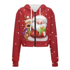 Christmas Crop Tops Sweatshirt for Women Graphic Zip Up Jackets Oversized Cropped Hoodies Deer Santa Claus Hooded Sweatshirt Y2K Holiday Long Sleeve Pullover Cardigan Christmas Crop Tops Sweatshirt for Women Graphic Zip Up Jackets Oversized Cropped Hoodies Deer Santa Claus Hooded Sweatshirt Y2K Holiday Long Sleeve Pullover Cardigan
